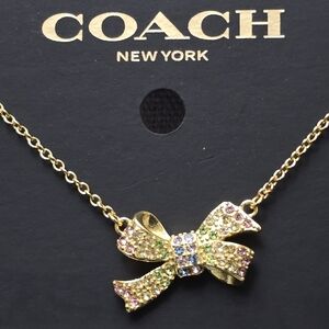 Coach Pave Bow Pendant Necklace
